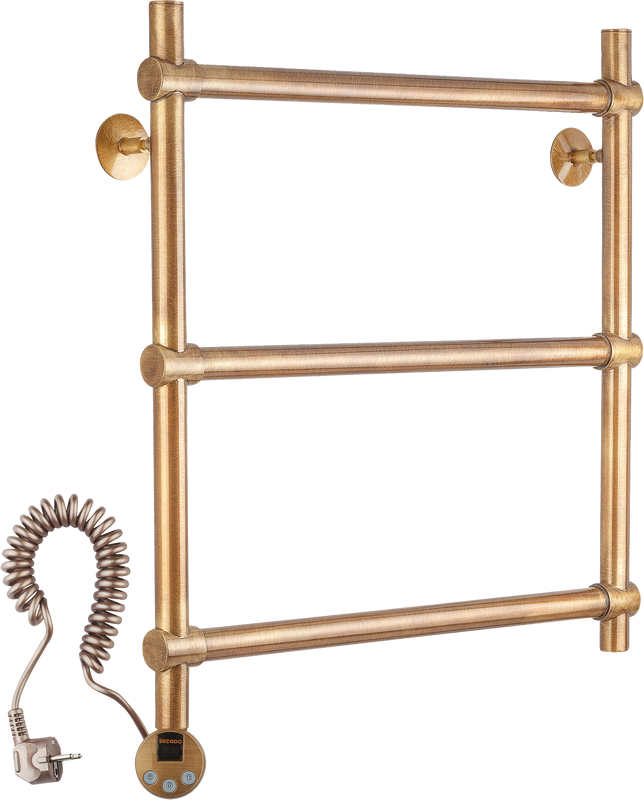 Полотенцесушитель электрический Secado Флоренция 2 65x55 см, подключение слева, бронза, лесенка, латунь