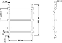 Полотенцесушитель электрический Secado Флоренция 2 65x55 см, подключение слева, бронза, лесенка, латунь