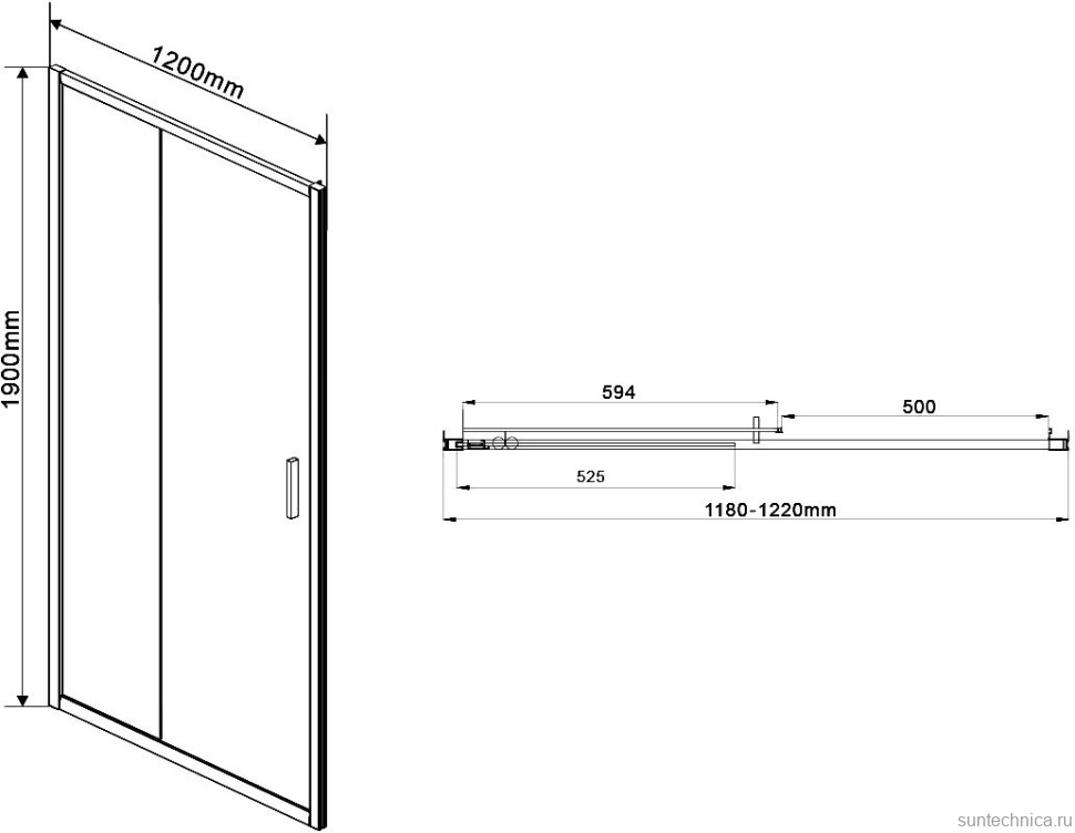 Душевая дверь в нишу Vincea Garda VDS-1G120CLB 120 см, профиль черный, стекло прозрачное
