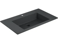 Тумба с раковиной Vincea Chiara 2D 80, 2 ящика, темный дуб, с черной раковиной