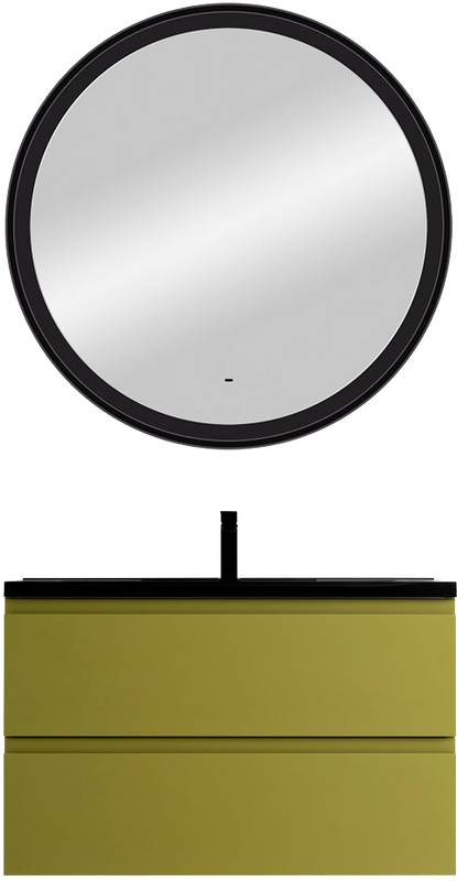 Мебель для ванной комнаты Art&Max Bianchi 100 подвесная, оливковая, черная раковина