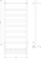 Полотенцесушитель водяной Secado Комано 1 КСП 105x55 см, матовый черный, лесенка, с полкой