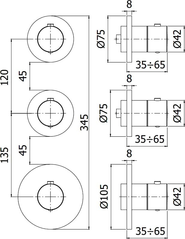 Термостатический смеситель встраиваемый Paffoni Modular Box MDE018CR С ВНУТРЕННЕЙ ЧАСТЬЮ, хром