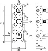 Термостатический смеситель встраиваемый Paffoni Modular Box MDE018CR С ВНУТРЕННЕЙ ЧАСТЬЮ, хром
