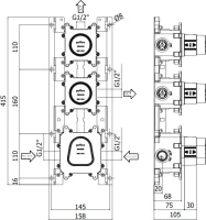 Термостатический смеситель встраиваемый Paffoni Modular Box MDE018CR С ВНУТРЕННЕЙ ЧАСТЬЮ, хром
