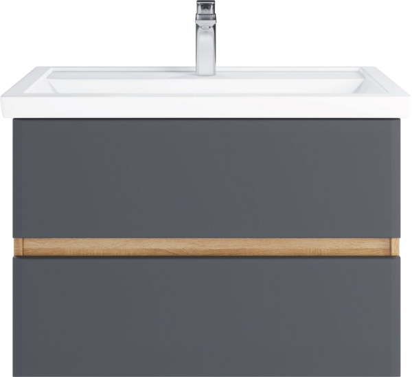 Тумба с раковиной SanStar Инфинити 80 подвесная, дуб сонома светлый, графит софт, раковина Фостер