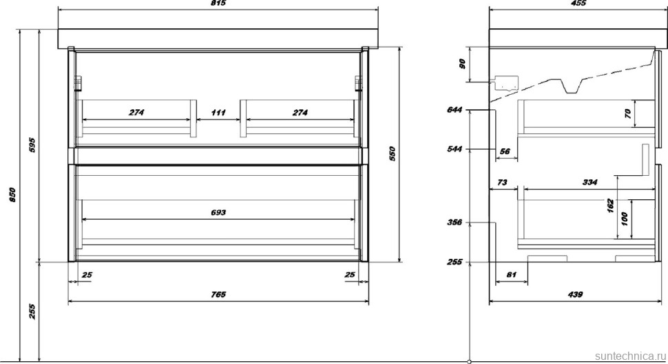 Тумба с раковиной SanStar Инфинити 80 подвесная, дуб сонома светлый, графит софт, раковина Фостер