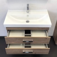 Тумба с раковиной Comforty Никосия 80П подвесная, темный дуб, с раковиной Fest 80