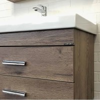 Тумба с раковиной Comforty Никосия 80П подвесная, темный дуб, с раковиной Fest 80