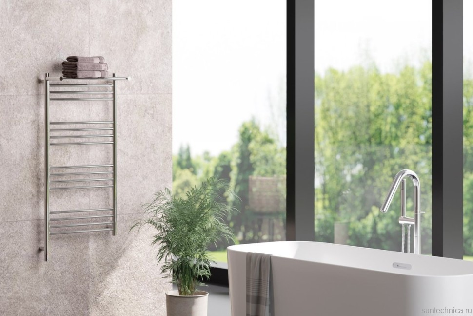 Полотенцесушитель электрический Сунержа Богема 3.1 00-6006-1050 110x55 см, подключение слева, без покрытия, лесенка, с полкой