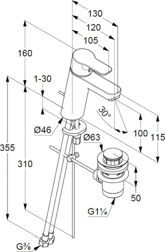 Смеситель для раковины Kludi Pure&Easy 372909165