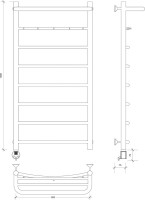 Полотенцесушитель электрический Secado Милан 1 КСП 105x55 см, подключение слева, глянцевый хром, лесенка, с полкой