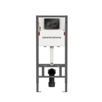 Комплект Ceramicanova Унитаз подвесной Forma CN3009 безободковый, с микролифтом + Инсталляция Balance CN121001MB с кнопкой Circle матовой черной
