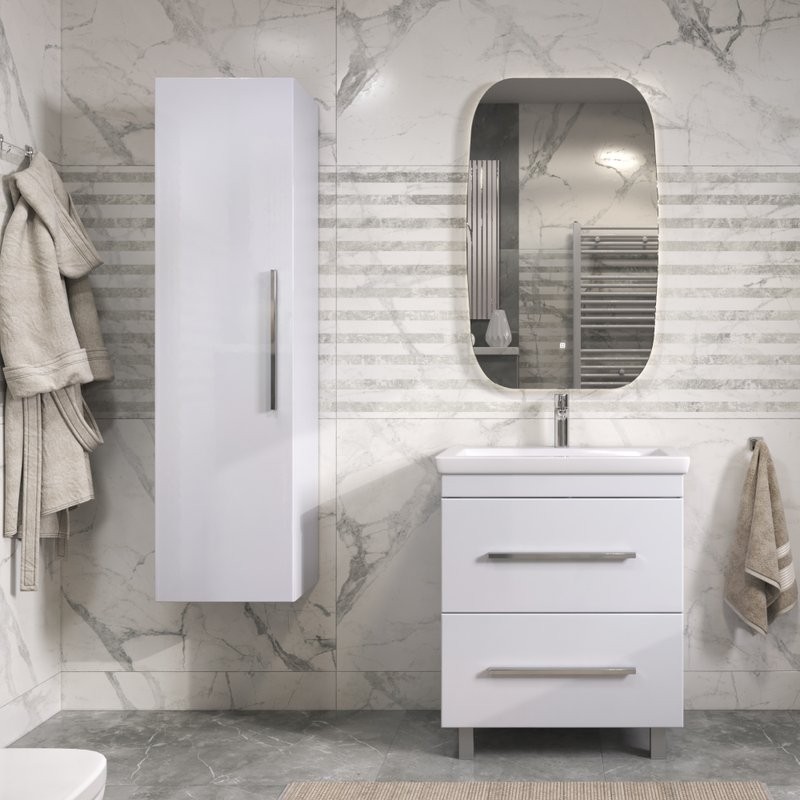 Мебель для ванной комнаты Vigo Land 70 напольная, белая, раковина Como 70