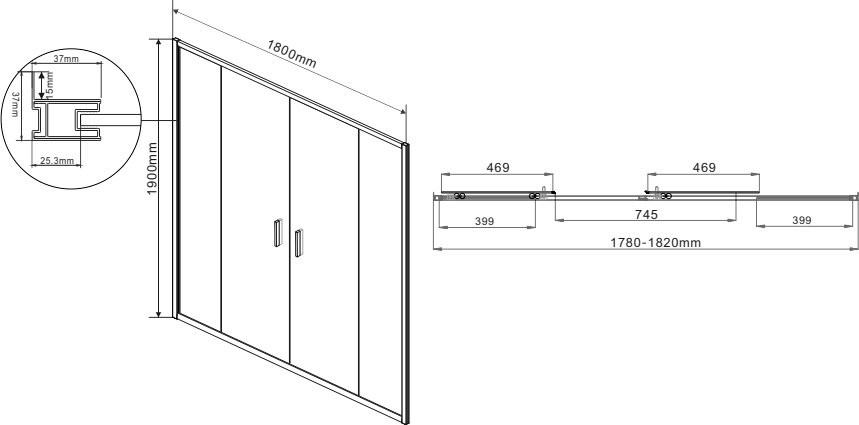 Душевой уголок Vincea Garda VSR-1G29018CL 180x90 см, профиль хром, стекло прозрачное