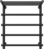 Полотенцесушитель водяной Secado Турин 1 СП 60x55 см, матовый черный, лесенка, с полкой
