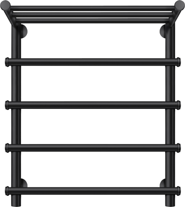 Полотенцесушитель водяной Secado Турин 1 СП 60x55 см, матовый черный, лесенка, с полкой