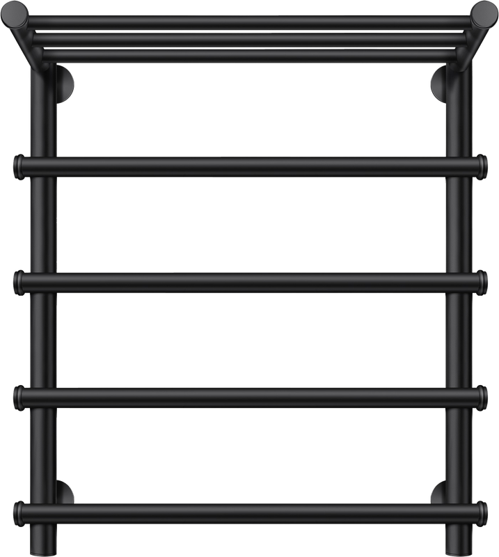 Полотенцесушитель водяной Secado Турин 1 СП 60x55 см, матовый черный, лесенка, с полкой