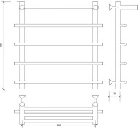 Полотенцесушитель водяной Secado Турин 1 СП 60x55 см, матовый черный, лесенка, с полкой