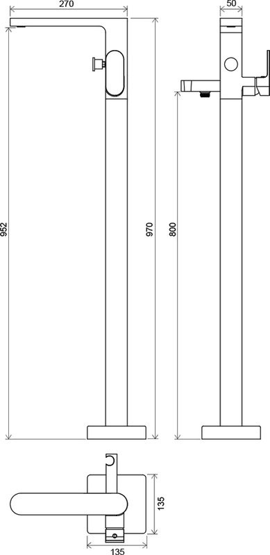 Напольный смеситель для ванны с душем Ravak Chrome CR 080.00 С ВНУТРЕННЕЙ ЧАСТЬЮ