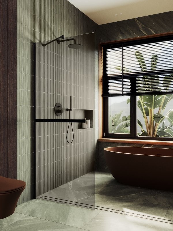 Душевая перегородка Maybahglass MGD-1459-6ш 99 см, профиль черный, стекло бронза