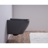 Комплект 3 в 1 Унитаз подвесной Esbano Azalea ESUPAZALGM + Инсталляция Fram + Кнопка ESINMTK60ST цвет сатин