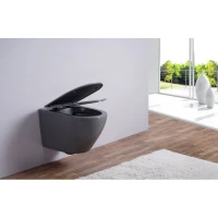 Комплект 3 в 1 Унитаз подвесной Esbano Azalea ESUPAZALGM + Инсталляция Fram + Кнопка ESINMTK60ST цвет сатин