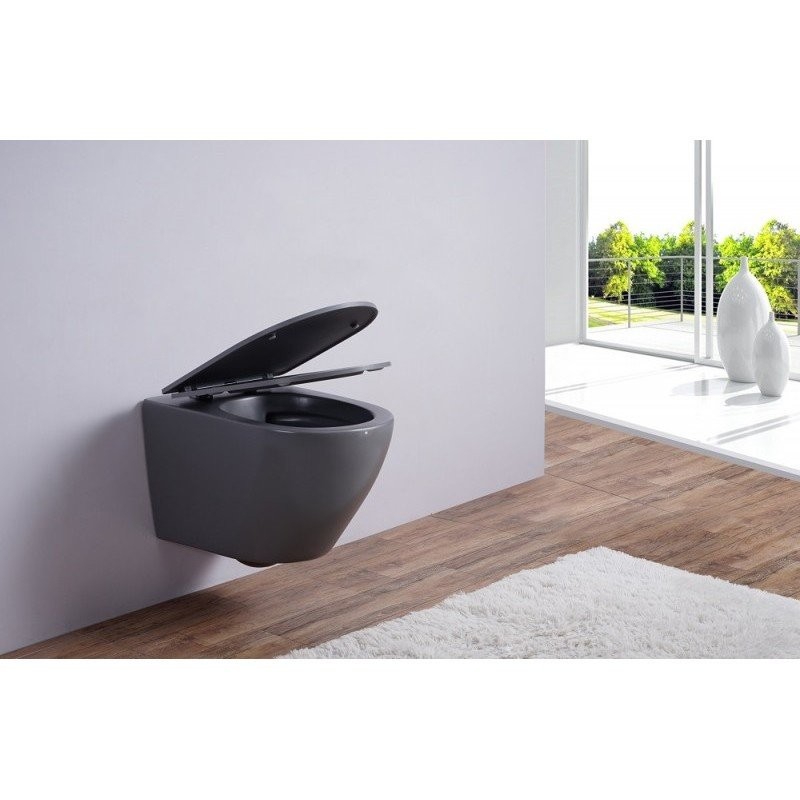 Комплект 3 в 1 Унитаз подвесной Esbano Azalea ESUPAZALGM + Инсталляция Fram + Кнопка ESINMTK60ST цвет сатин