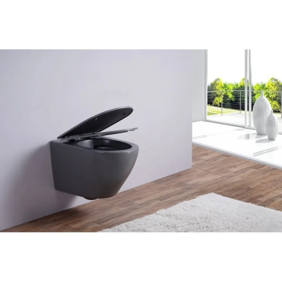 Комплект 3 в 1 Унитаз подвесной Esbano Azalea ESUPAZALGM + Инсталляция Fram + Кнопка ESINMTK60ST цвет сатин