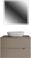 Мебель для ванной комнаты Orange Line 80 подвесная, 2 ящика, матовый латте с раковиной B05-480W