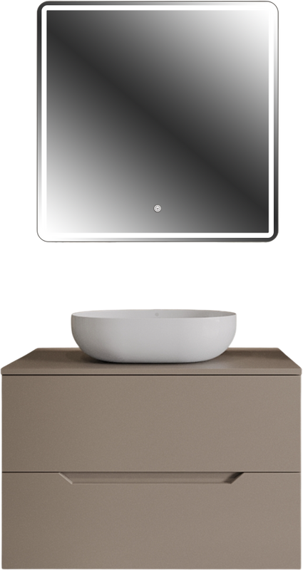 Мебель для ванной комнаты Orange Line 80 подвесная, 2 ящика, матовый латте с раковиной B05-480W