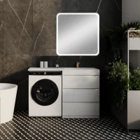 Мебель для ванной комнаты Style Line Даллас 130 R Люкс Plus напольная, белая, 3 ящика, зеркало DIWO Коломна