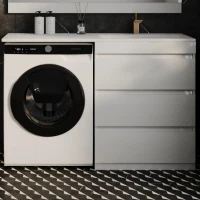 Мебель для ванной комнаты Style Line Даллас 130 R Люкс Plus напольная, белая, 3 ящика, зеркало DIWO Коломна