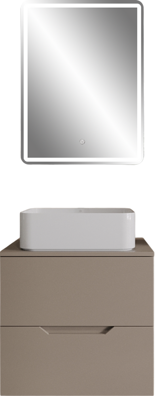 Мебель для ванной комнаты Orange Line 60 подвесная, 2 ящика, матовый латте с раковиной B02-460W