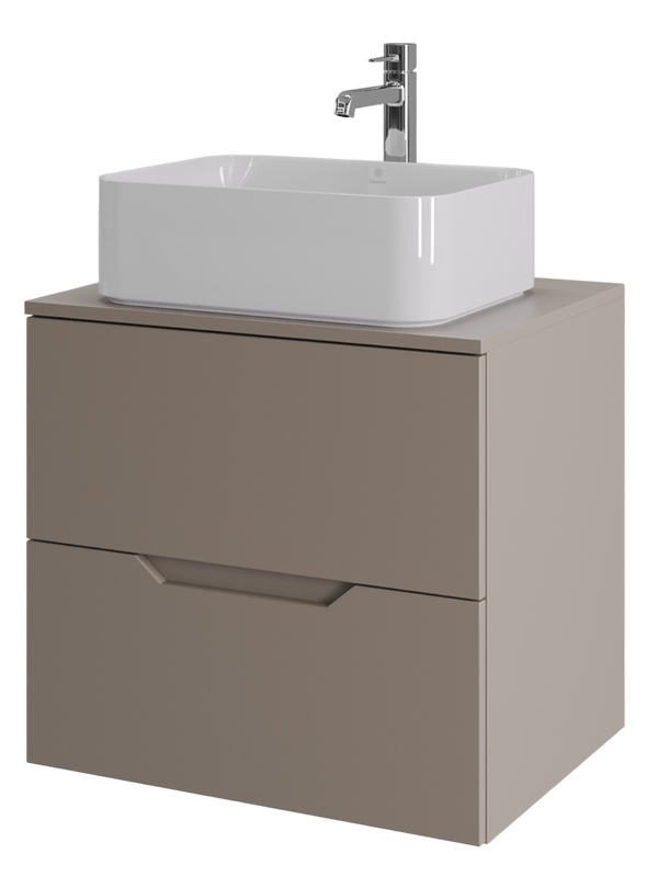 Мебель для ванной комнаты Orange Line 60 подвесная, 2 ящика, матовый латте с раковиной B02-460W