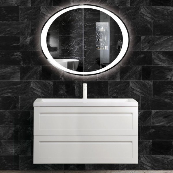 Мебель для ванной комнаты Art&Max Platino 100 подвесная, белая матовая, раковина AM7117-100