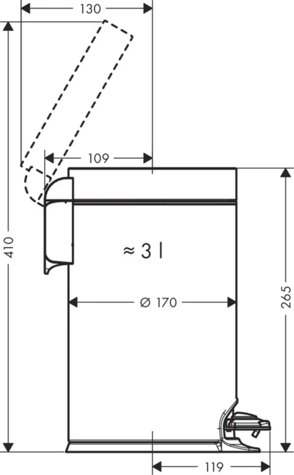 Мусорное ведро Hansgrohe AddStoris 41775000 3 л, хром