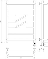 Полотенцесушитель электрический Secado Риволи СП 80x50 см, подключение справа, матовый черный, лесенка