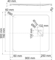 Поддон для душа Wasserkraft Neime 19T03 90x90, с сифоном