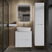 Мебель для ванной комнаты Orange Line 60 подвесная, 2 ящика, матовая белая с раковиной B08-500W