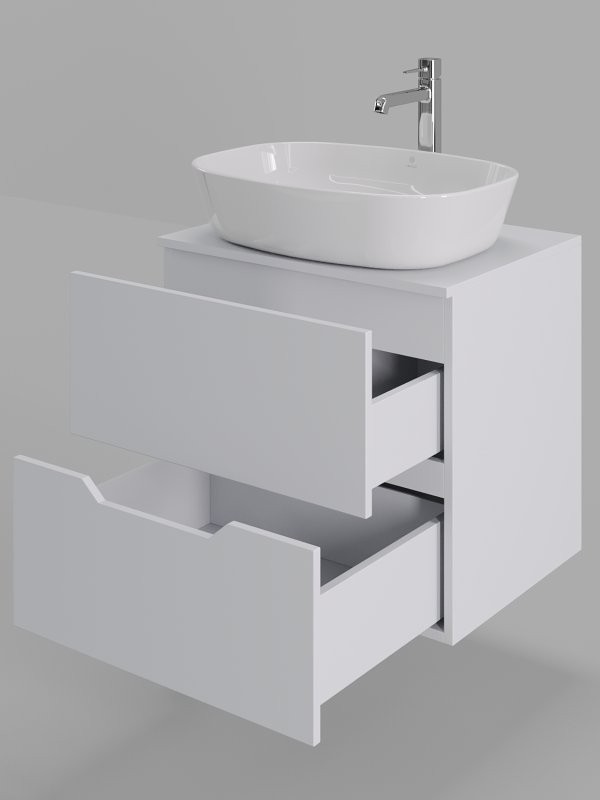 Мебель для ванной комнаты Orange Line 60 подвесная, 2 ящика, матовая белая с раковиной B08-500W