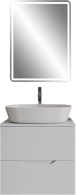 Мебель для ванной комнаты Orange Line 60 подвесная, 2 ящика, матовая белая с раковиной B08-500W