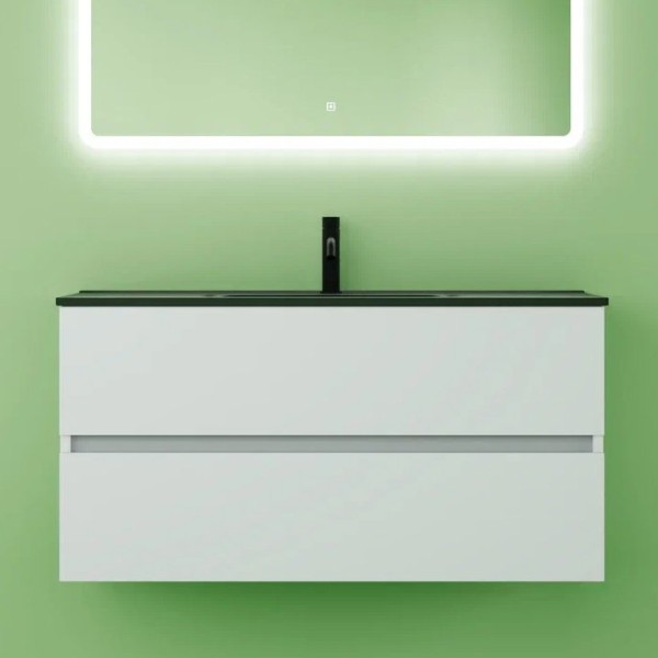 Тумба с раковиной Sancos Urban 100 см белый глянец, черная раковина