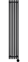 Полотенцесушитель электрический Secado Бергамо плюс 6 1800/300 180x35 см, подключение справа, матовый черный, I-образный