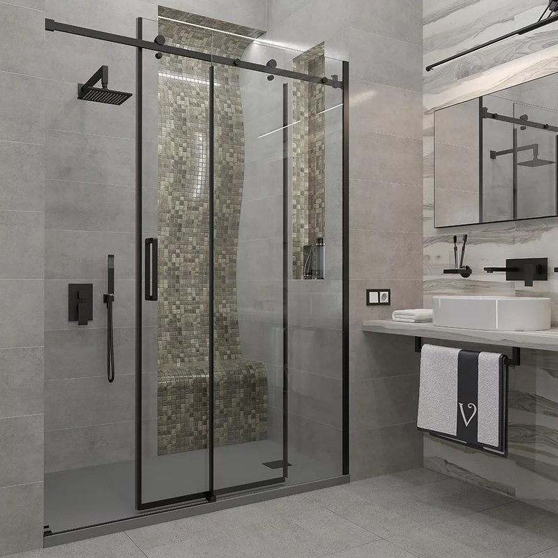 Душевая дверь в нишу Veconi Vianno VN-74B 120 см, профиль черный