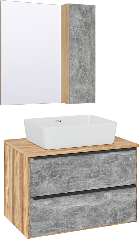 Мебель для ванной комнаты Runo Мальта 70 дуб, серая, раковина Tre 50