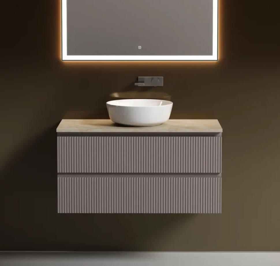 Тумба с раковиной Sancos Snob T 100 см, doha soft, столешница бежевая, раковина CN6013