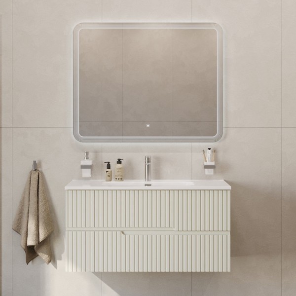 Мебель для ванной комнаты Cezares Duet 100 альпака брашированная, раковина Cezares CZR-8095-100