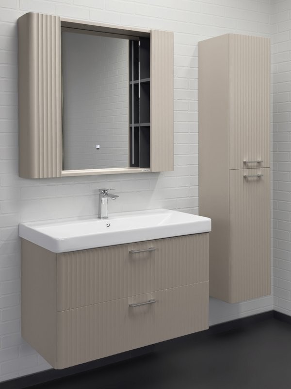 Тумба с раковиной Comforty Ангара 90П подвесная, дуб латте