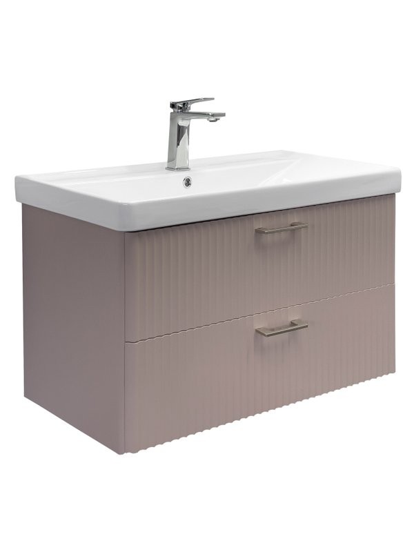 Тумба с раковиной Comforty Ангара 90П подвесная, дуб латте